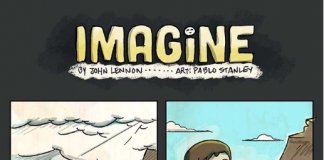 “Imagine”, de John Lennon, feito em uma em tirinha cômica