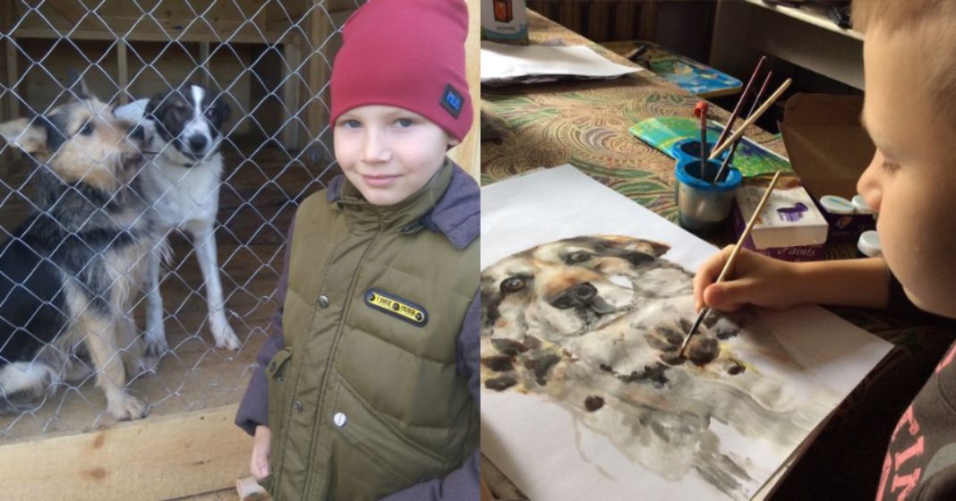 Garoto de 9 anos faz pinturas personalizadas de animais de estimação e as troca por alimentos para animais de abrigo
