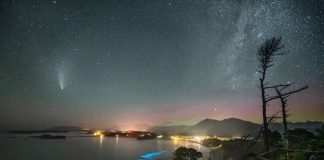 Imagem fascinante captura cometa raro, aurora boreal, Via Láctea e bioluminescência