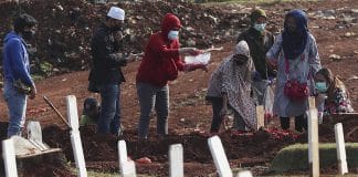 Grupo que violou uso de máscara é condenado a abrir covas na Indonésia