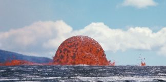 Foto dramática captura uma visão rara de um domo de lava de 20 metros de altura no Havaí