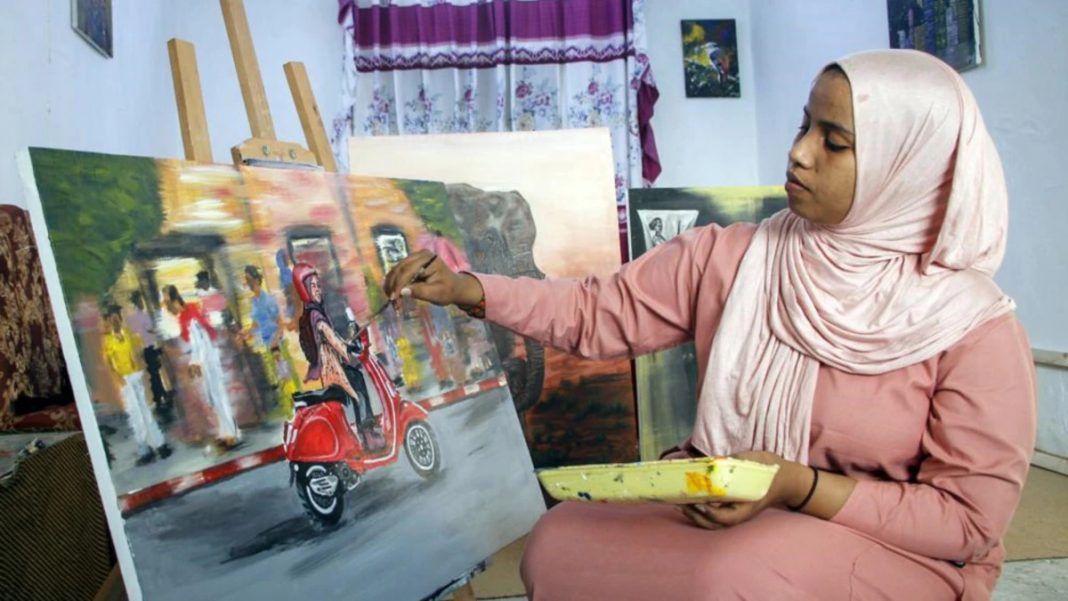 A resistente artista somali que pinta para retratar uma boa imagem de seu país