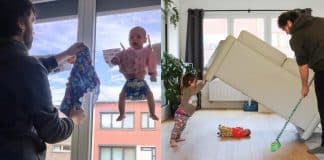 Este pai envia fotos hilárias para a esposa sempre que ela pergunta se as crianças estão bem