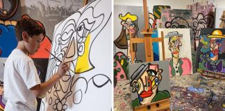 Inspirado em Pablo Picasso, menino de 10 anos conquista galerias com suas obras de arte abstratas