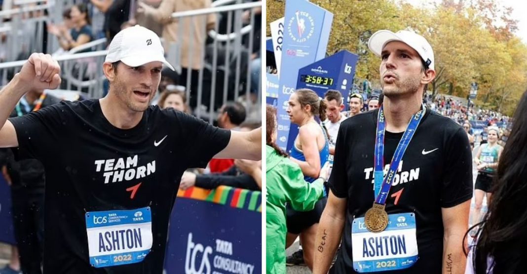Ashton Kutcher arrecada R$ 5 milhões para ONG de combate a abuso infantil durante Maratona de Nova York