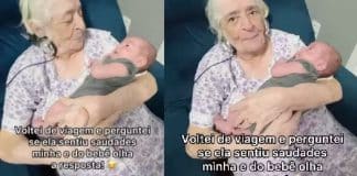 [VIDEO] Idosa de 93 anos com Alzheimer fica 1h com bebê no colo e não quer devolver